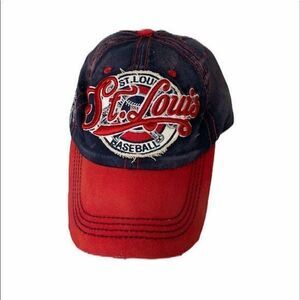 Leader Of the Game Hat Blue and Red MLB Saint Louis Baseball Distressed Look